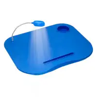 Inbox Zero Landun Laptop Lap Desk - Portable Table with Foam-Filled Fleece Cushion, LED Light, and Cup Holder