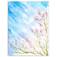 East Urban Home Floral 'Autumn Sakura Tree' Watercolor Painting Print on Wrapped Canvas
