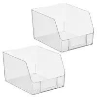 mDesign mDesign Plastic Food Storage Bin, Built-In Label Holder - 8" W, 2 Pack - Clear