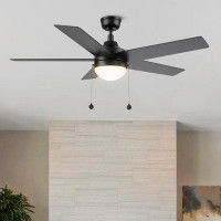 Wrought Studio 52 Inch 5 Blades DC Motor Ceiling Fan with Pull Chains and Light Kit