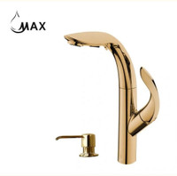 Pull-Out Kitchen Faucet 14 With Soap Dispenser In Shiny Gold