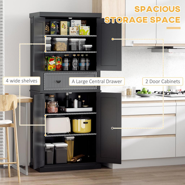 Kitchen Pantry 30" x 16" x 72.5" Black in Storage & Organization - Image 4