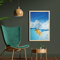 East Urban Home Ambesonne Shark Wall Art With Frame, Goldfish Mammal Fin On Top Of The Water Fake Comical Humorous Natur