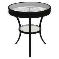 Wildon Home® 22.5" X 22.5" X 24" Black Clear Tempered Glass Metal Accent Table