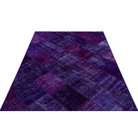 Lofy Iskece Purple Vintage Wool Handmade Area Rug
