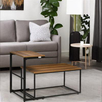BESTCOSTY Nesting Tables Set Of 2, Industrial Coffee Table Set