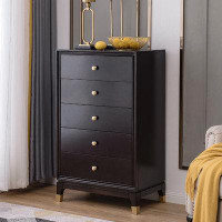 Everly Quinn Solid wood chest of drawers light luxury living room storage storage cabinet Simple modern drawer