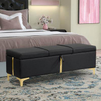 Everly Quinn Upholstered Flip Top Storage Ottoman Bench