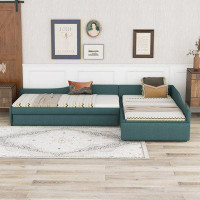 Latitude Run® Upholstered Double Daybed With Trundle And Drawer