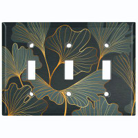 WorldAcc Metal Light Switch Plate Outlet Cover (Green Lily Plant Leaves Paint Print - Single Toggle)