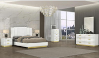 Floor Model Clearance !! White and Gold Bedroom Set on Sale !!