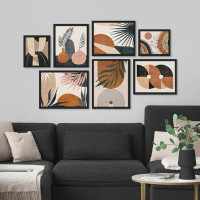 SIGNLEADER Geometric Mid-Century Plants Polygons Abstract Shapes Boho Art for Living Room, Bedroom, Office