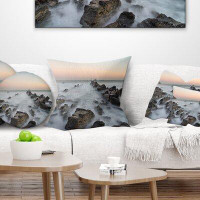 Made in Canada - East Urban Home Seashore Rocky Beach with Waters Pillow