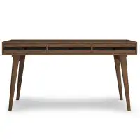 Corrigan Studio Latitude Run® Clarkson SOLID ACACIA WOOD Desk in Rustic Natural Aged Brown