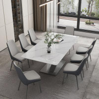 POWER HUT High-End Italian Modern Minimalist Home Rectangular Sintered Stone Dining Table Sets.