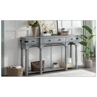 Ophelia & Co. Mediterranean Retro-Style 60" Console Table With Storage Drawers And Bottom Shelf For Entryway, Hallway An
