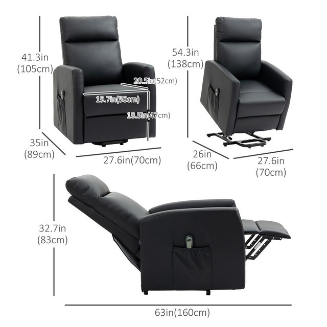 Lift Chair 27.6" x 35" x 41.3" Black in Chairs & Recliners - Image 3