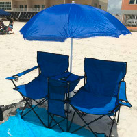 Arlmont & Co. Folding Camping Chairs With Table Blue