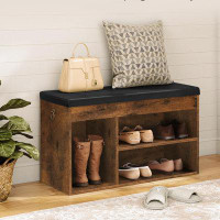Millwood Pines Entryway Bench with Flip-Open Storage Box and Adjustable Shelf