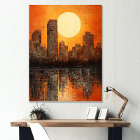 Design Art Sunset Panorama High Rise City I - Skyscrapers Canvas Prints