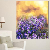 Design Art Purple Flowers on Brown Background 1 - Piece Wrapped Canvas Photograph Print on Canvas