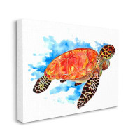Stupell Industries Bold Orange Nautical Turtle Canvas Wall Art By Sebastian Grafmann