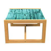 East Urban Home East Urban Home Turquoise Coffee Table, Wall Of Turquoise Wooden Texture Background And Antique Timber F