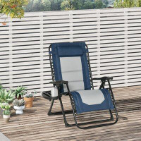 Arlmont & Co. Arlmont & Co. Zero Gravity Lounger Chair, Folding Reclining Patio Chair With Cup Holder, Headrest, For Poo