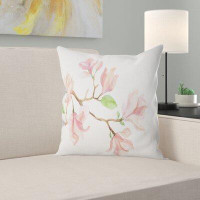 East Urban Home Watercolor Floral Mongolia Flower Painting Lumbar Pillow