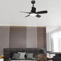 Wrought Studio Ceiling Fan With Lights - Modern Matte Black Finish, Remote Control, 6-Speed Modes, Dimmable LED, Reversi