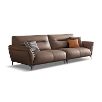 MABOLUS 110.24" Coffee Genuine Leather Modular Sofa cushion couch