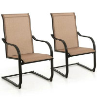 Wildon Home® Wildon Home® 2Pcs C-Spring Motion Patio Dining Chairs All Weather Heavy Duty Outdoor Brown