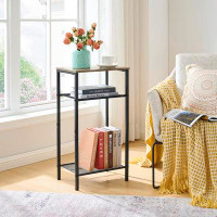 17 Stories 3 Tier End Table, Telephone Table, Tall Side Table With Storage, Small Nightstand For Small Spaces, Metal Fra
