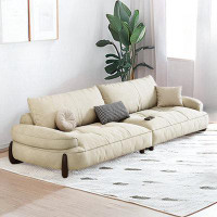 PULOSK 98.43" Creamy White 100% Polyester Modular Sofa cushion couch