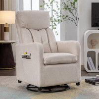 Wildon Home® Linen Fabric Swivel Rocking Chair Gilder Chair With Pocket