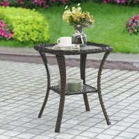 Charlton Home Glass Outdoor Side Table