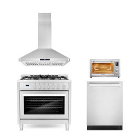 Cosmo 4 Pieces Kitchen Package with 35.5" Freestanding Gas Range