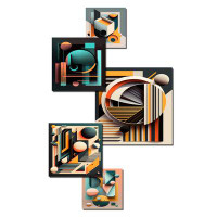 Orren Ellis Minimal Bauhaus Dimensions I - Modern Geometric Metal Wall Décor