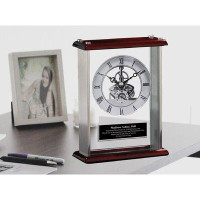 AllGiftFrames Custom Engineering Desk Clock Floating Gear Engraved Best Seller Wood Shelf Table Mantel Employee Birthday