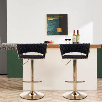 SUOKENI Moden Style 2 Piece Upholstered Bar Stool with Footrest and Adjustable Height
