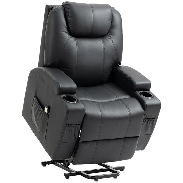 POWER LIFT CHAIR FOR ELDERLY, PU LEATHER RECLINER SOFA CHAIR WITH FOOTREST in Chairs & Recliners