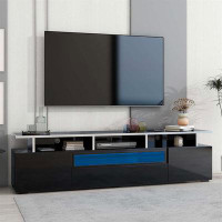 Wrought Studio TV Stand, Entertainment Centers For Tvs Up To 80" With Push To Open Doors-16.5" H x 76.7" W x 14.9" D