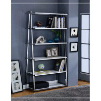 Latitude Run® Maquoit Bookshelf In White High Gloss & Chrome
