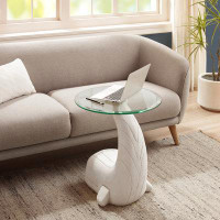 Breakwater Bay Glenavy Glass Top With Beveled Base End Table