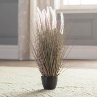 Highland Dunes Faux Dogtail Flowering Plant in Pot