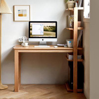 Hokku Designs 47.24"Original wood colour rectangular solid wood desk with bookshelf