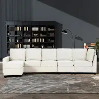 Latitude Run® [video] New Modern L Shape Sectional Sofa, 6-seat Velvet Fabric Couch With Convertible Chaise Lounge - Fre
