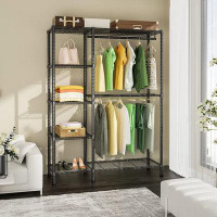 Rebrilliant Closet Garment Rack, 5 Tiers Heavy Duty Clothes Storage Organizer For Bedroom, Free-Standing And Height Adju