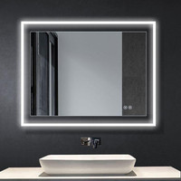 Edge Lit LED Bathroom Mirror 36 In H (W= 36, 48, 55 & 60) w Touch Button, Anti Fog, Dimmable, Vertical & Horizontal Moun