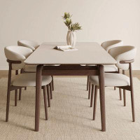 Corrigan Studio Lavarr Rectangular solid wood rock slab dining table and chairs